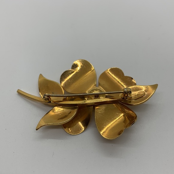 Vintage Bond Boyd gold filled vermeil sterling flower brooches, 2” - Picture 3 of 3